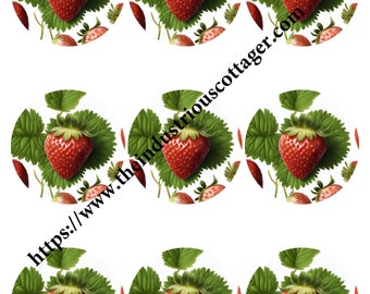 Strawberry Stickers | Summer Stickers | Round Avery 22562 Printables | Magnetic Printables