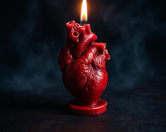 Anatomical Heart Candle: Beeswax Gothic Decor, Valentine's Gift