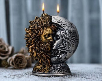 太陽と月のキャンドルゴシックウェディングパーティーの記念品。神秘的な装飾と心のこもった贈り物に最適です。