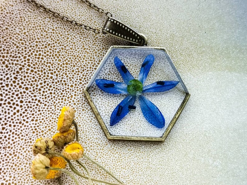 Cottagecore style Strega fashion Snowdrop necklace Forest gift Pagan amulet Mori girl Resin jewelry Green witch pendant