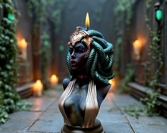 Hand-Painted Beeswax Medusa Candle | Gothic Altar Decor