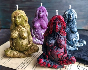 Real Beeswax Fertility Gaia Goddess ritual candle with Cotton Wick gift for Witch  Different colors