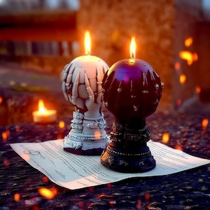 神秘的なクリスタルボール、ビーワックスの儀式用キャンドル、魔女の誕生日プレゼント、ハロウィン、オカルトな家の装飾、魔法の美的ゴシックウェディングギフト