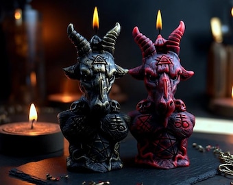 Świeca Baphometa do rytuału szatana, Władca Czarownic i gotycki wystrój ołtarza czarownic dla okultysty z Dark Academia, prezent dla miłośnika pentagramu
