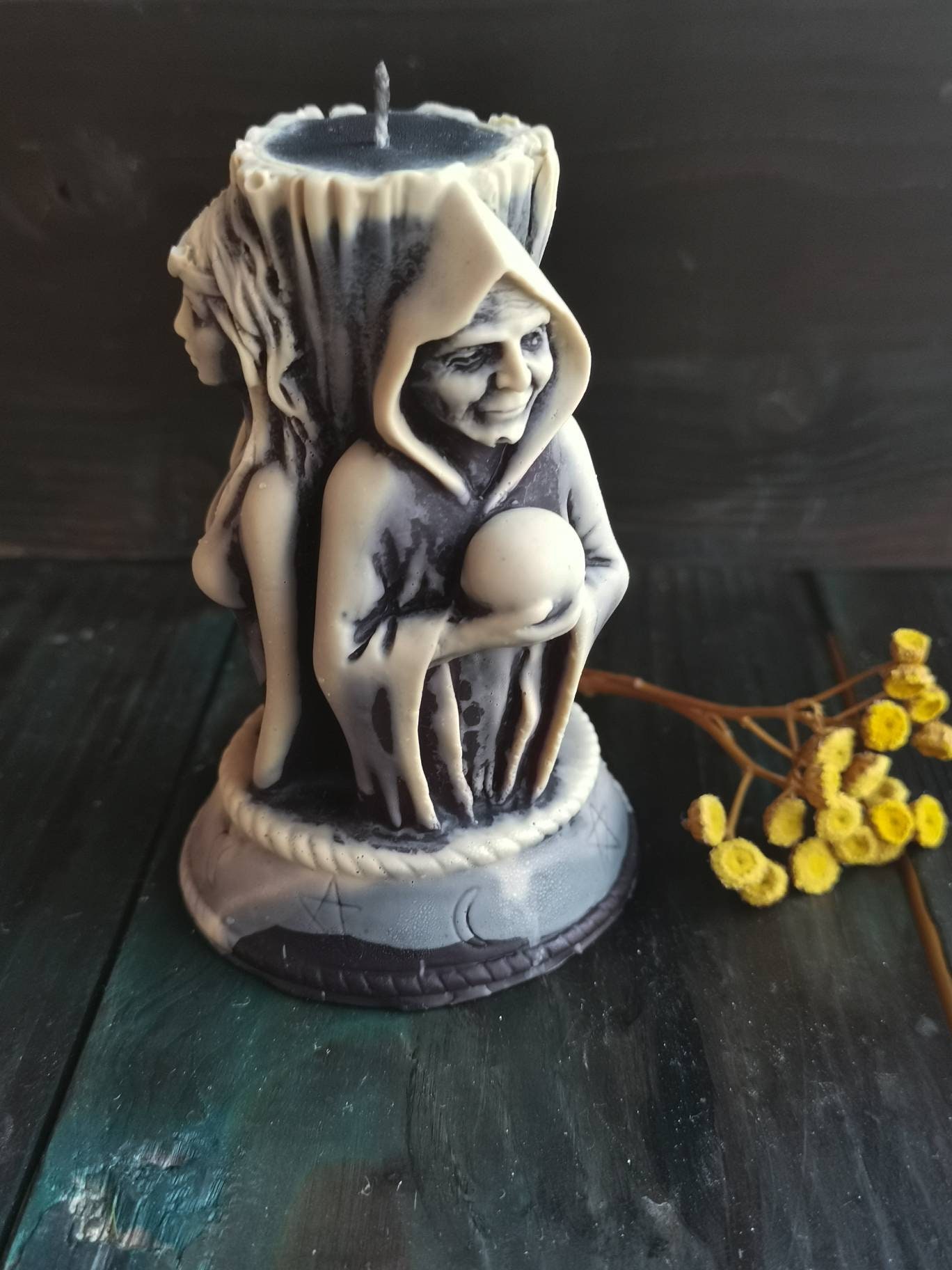 Hecate Goddes altar candle Triple Goddess Maiden Mother and Crone Folk Magic Wicca gift for witch Pagan Queen of Witches gift for Goth girl