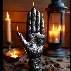 Hand of glory candle All seeing eye Altar offering gift for Witch Hamsa Palmistry hand Chiromantia present for Good luck and protection