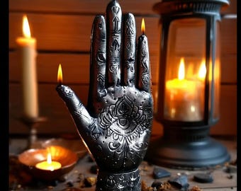 Hand of glory candle All seeing eye Altar offering gift for Witch Hamsa Palmistry hand Chiromantia present for Good luck and protection