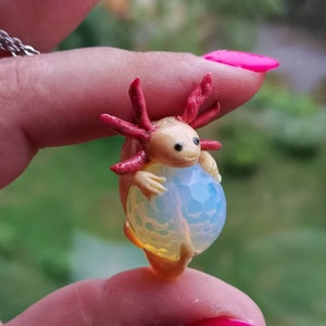 Collana Axolotl-ciondolo Opalite-animale marino-gioielli salamandra-regalo acquario-ragazza Mori-moda Strega-stile Cottagecore-Alla mia anima gemella immagine 2