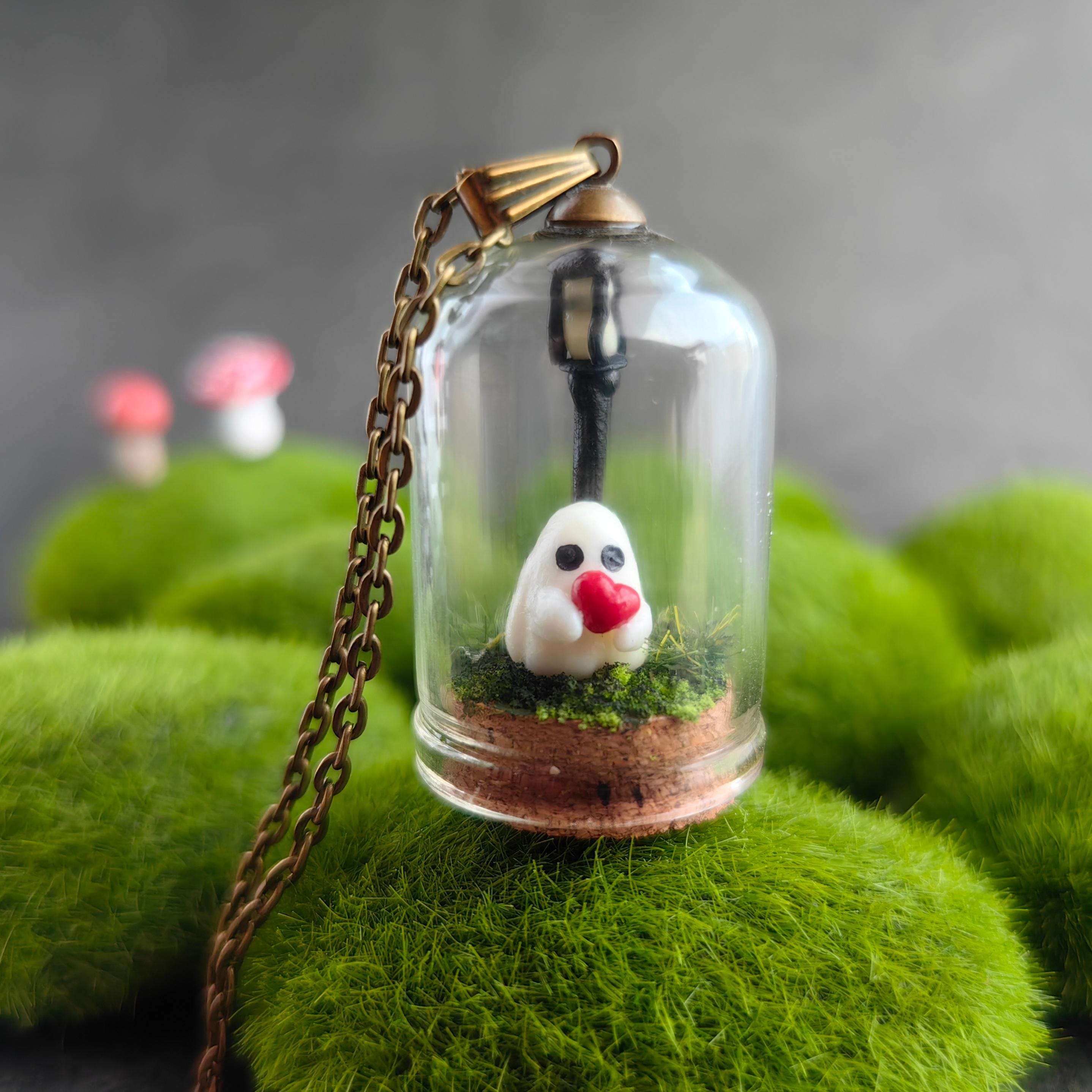Collana Con Ciondolo Fantasma Luminoso - Ghost In A Bottle - Gioiello Simpatico Che Si Illumina Al Buio - Regalo Originale Halloween Per Donne E Uomini