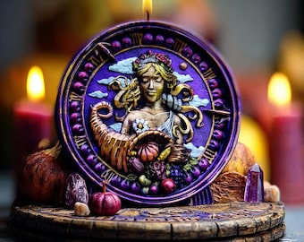 Vela del zodiaco Virgo en cera de estearina, decoración astrológica pintada a mano