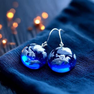 Orecchini pendenti a forma di nuvola e cielo blu, gioielli da sposa Cottagecore, stile estivo ispirato al meteo, regalo per lei