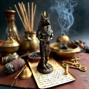 Ancient Egyptian Anubis Ritual Candle Mystical Sculpture Candle for Occult Altars and Gothic Home Decor Unique Birthday gift for boyfriend