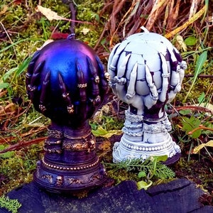 Crystal ball & Hand-Spell Ritual-Witchcraft-Spooky Home Decor-Fortune teller-Witchy Alter-Magic Aesthetic-Gift for witch-Halloween Candle image 5