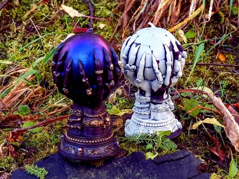 Crystal ball & Hand-Spell Ritual-Witchcraft-Spooky Home Decor-Fortune teller-Witchy Alter-Magic Aesthetic-Gift for witch-Halloween Candle image 5