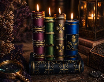 Stack of Books Candle Birthday gift for husband bookworm Literary lover Cottagecore wedding favor Housewarming cozy Gothic aesthetic decor
