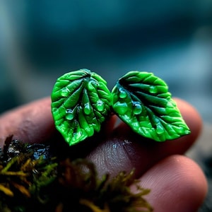 Miniaturowe kolczyki w kształcie liści: ręcznie robiona biżuteria ślubna w stylu Cottagecore inspirowana naturą