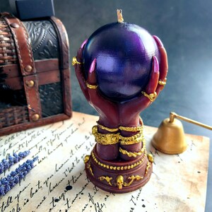 Fortune teller crystal ball candle african black woman pink nails Tarot reader gift for Goth girl witch Haloween decor dark academia image 5