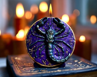Vela morada del zodiaco Escorpio, regalo del mes de nacimiento de octubre y noviembre para él