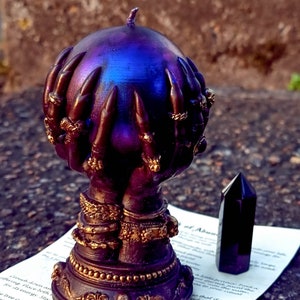 Crystal ball & Hand-Spell Ritual-Witchcraft-Spooky Home Decor-Fortune teller-Witchy Alter-Magic Aesthetic-Gift for witch-Halloween Candle image 9