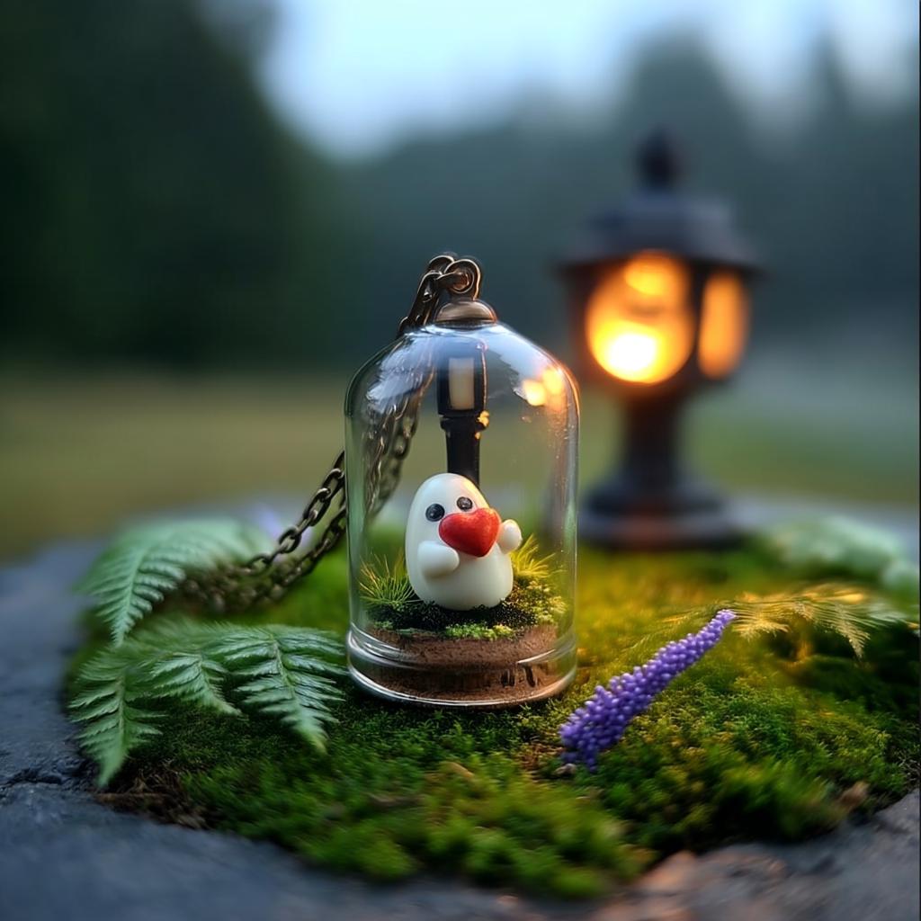 Collana con ciondolo a forma di fantasma che si illumina al buio da