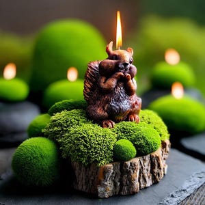 Eichhörnchen Kerze: Veganes Stearin, Cottagecore Dekor