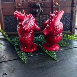 Witchcraft stuff-Witch gift- Anatomical heart-Creepy figurine-Altar totem-Doctor's gift-Spell work-Gothic style-Halloween candle set