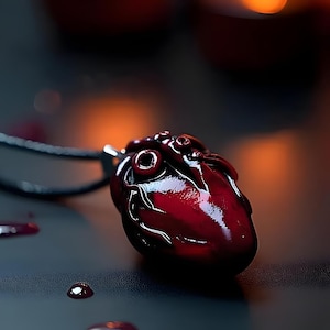 Colgante de corazón anatómico artesanal: joyería gótica macabra