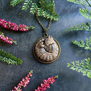 Tabby cat necklace Custom sleeping kitty pendant for witch Birthday gift for Cat lover Pet loss jewelry Cottagecore Boho wedding favor