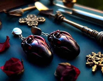 Anatomical Heart Earrings Gothic wedding Statement Jewelry Perfect gift for Halloween Birthday present for best friend Horror Lover