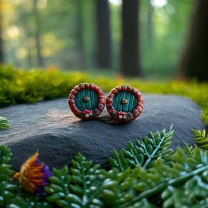 Fairy Door Stud Earrings: Polymer Clay Mushroom Jewelry