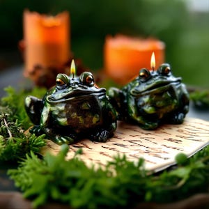 Handmade Beeswax Frog Candle: Spooky Witchcraft Decor