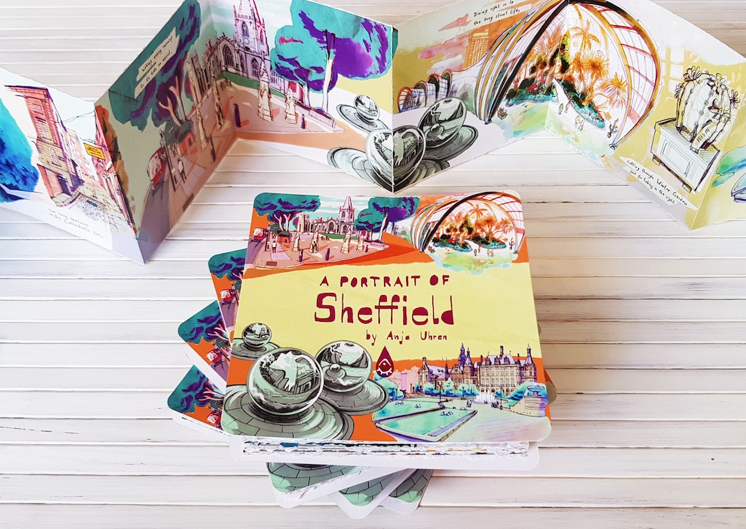 A Portrait of Sheffield Concertina Booklet Zine Illustrated Book Fold