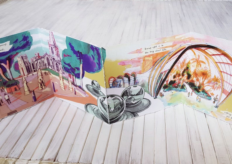 A Portrait of Sheffield Concertina Booklet Zine Illustrated Etsy Australia