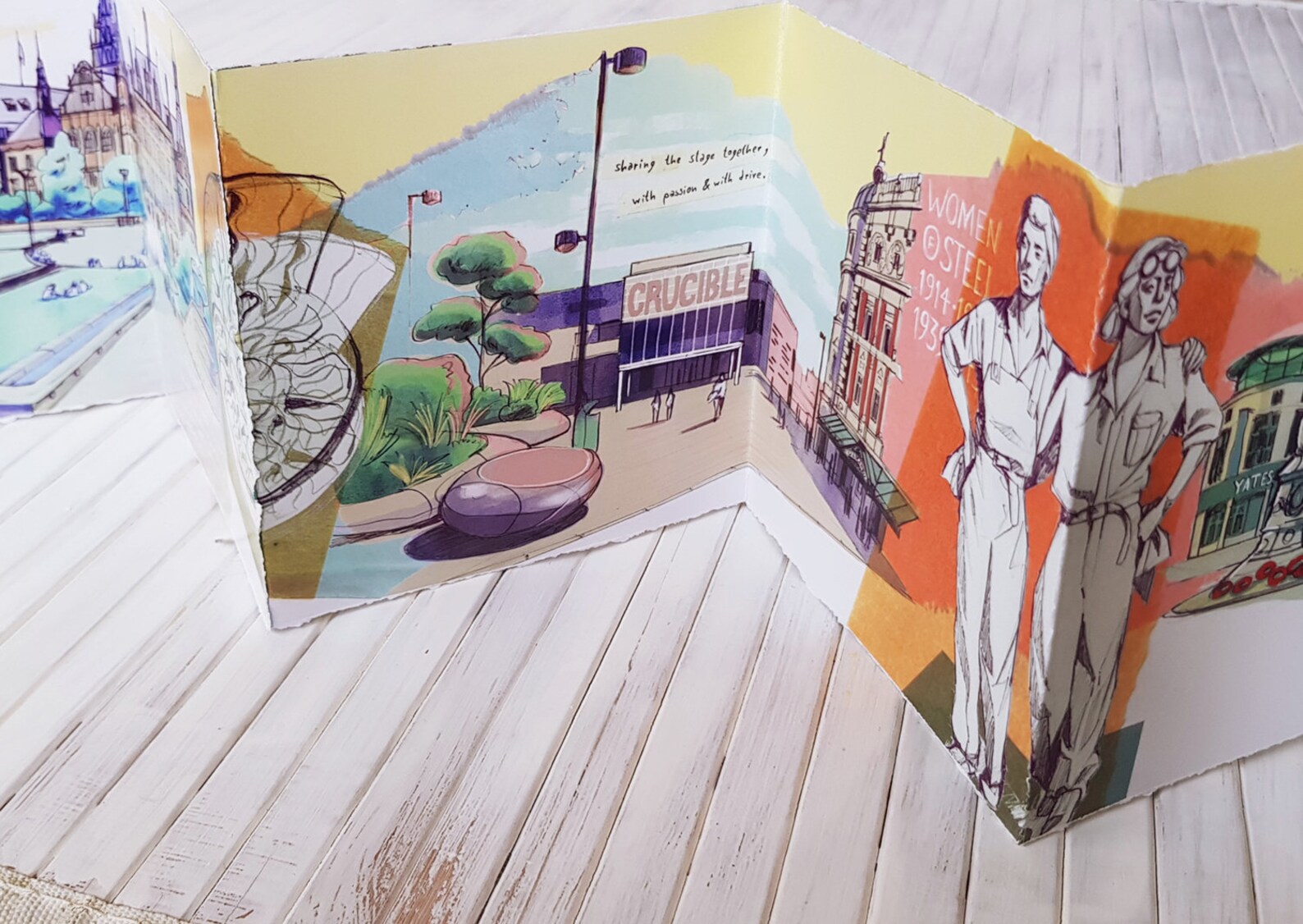 A Portrait of Sheffield Concertina Booklet Zine Illustrated Book Fold