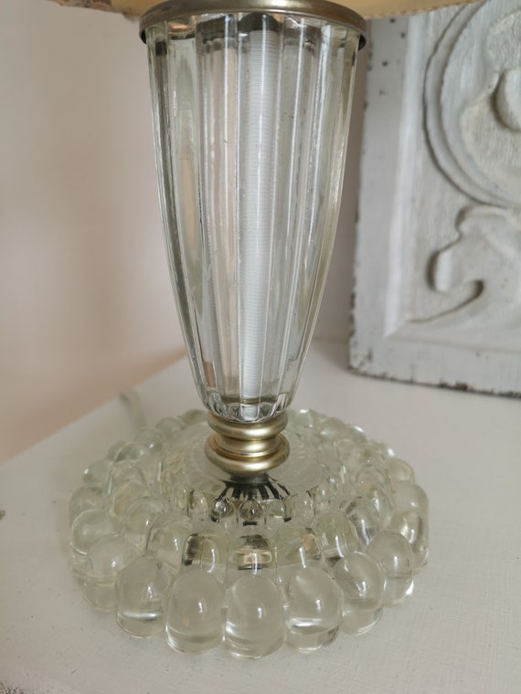 gardenia decoupage vintage lampshade with glass lamp base 1950\u0027s