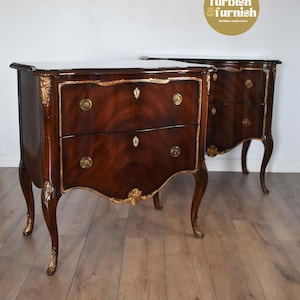 Oversized Glossy French-Style Nightstands | Dressers | End Tables
