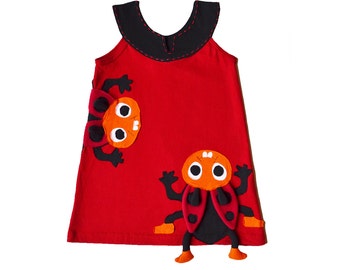 Girls Dress, LADYBUG Dress, Play Clothing, Dress Up, Insects, Bugs, Ladybug Clothing, Theme Party Dress, Pretend Play, Kids Dress, Baby Gift