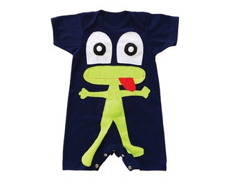 Baby Onesie, Boys Onesie, FROG Onesie, Baby Gift, Baby Clothing, Applique, Navy Tee, Animal Clothing, Reptile