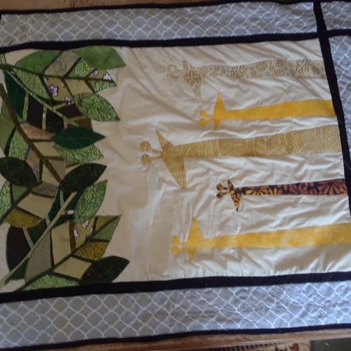 Personalized Children's Quilt with Giraffes and Minky backing shops
