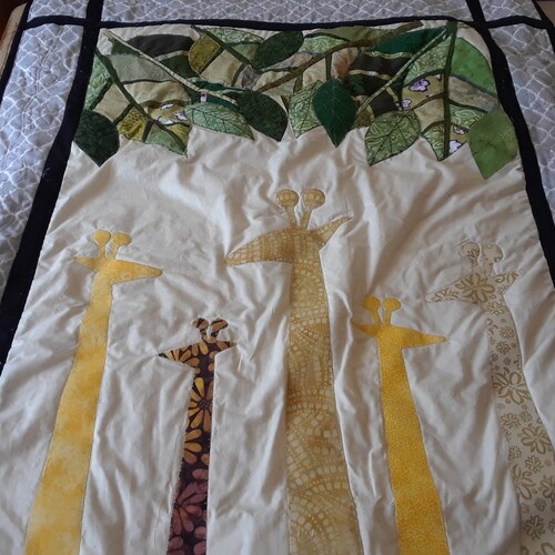 Personalized Children's Quilt with Giraffes and Minky backing shops