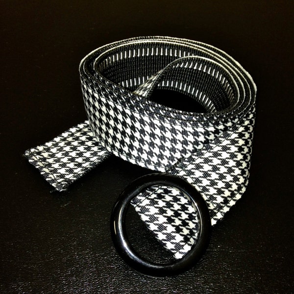 Black and White Herringbone Ribbon Belt.