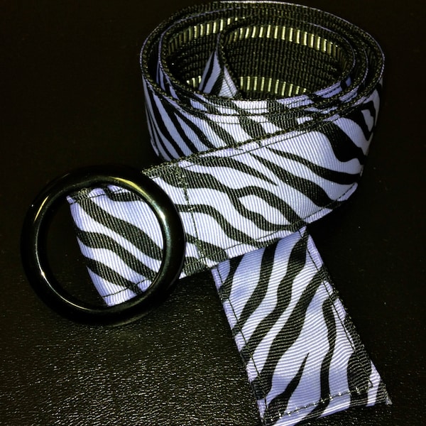 Purple and Black Ribbon Belt with Black Buckle.