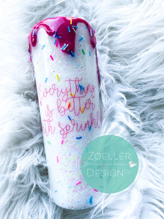 Customizable 20 oz Tumbler - Sprinkled With Pink