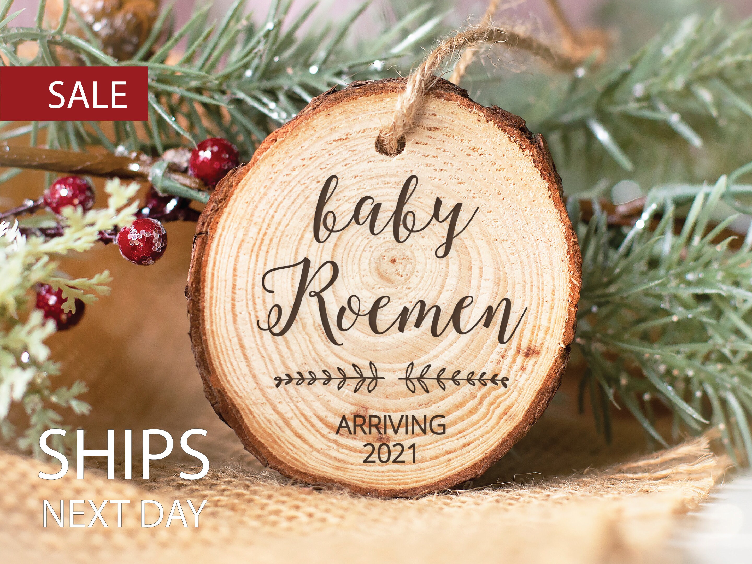 Baby announcement Christmas Ornament, Pregnancy announcement Custom H…