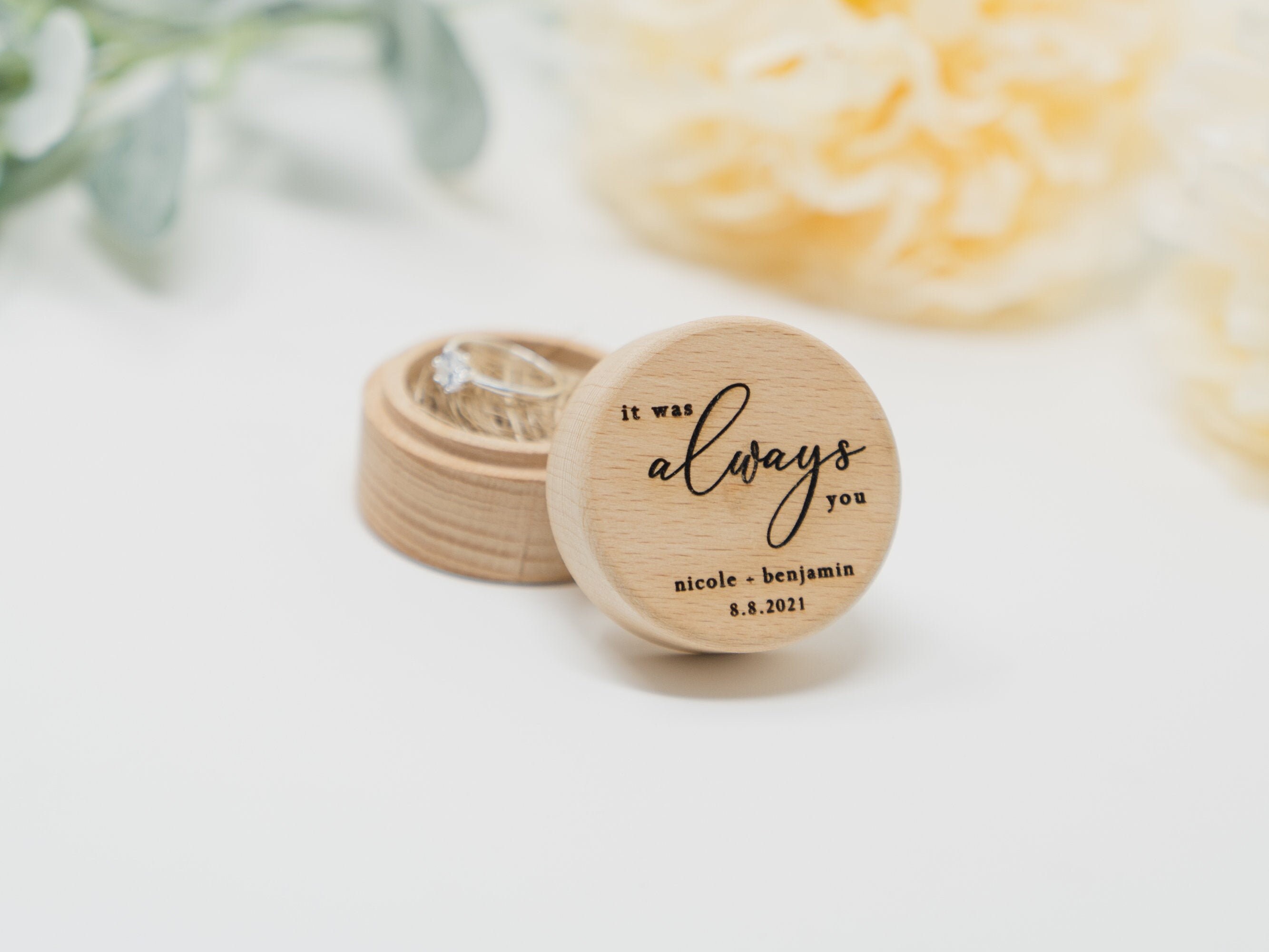 Personalized Ring Box - Laser Engraved Ring Box - Ring Bearer Box - W…