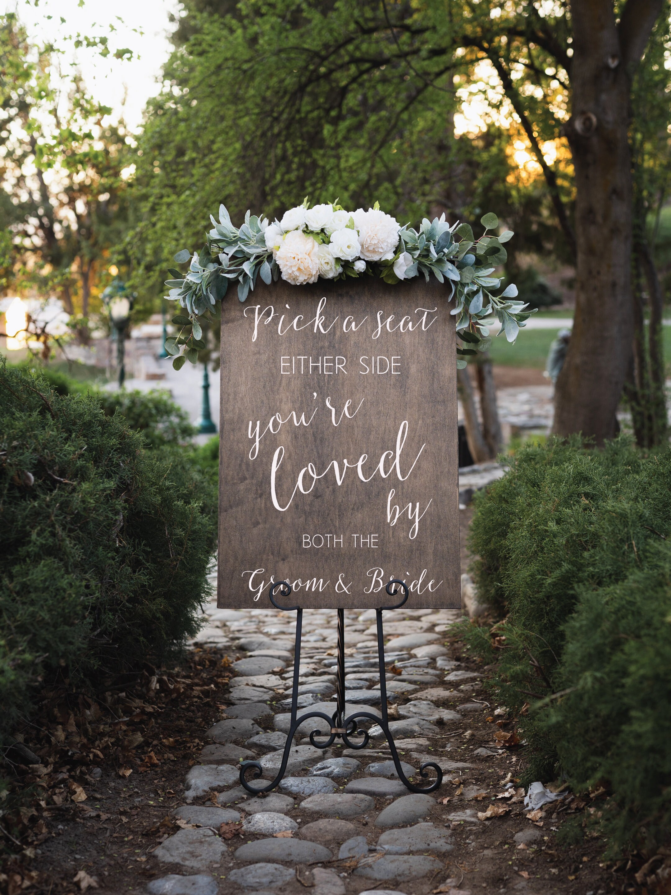 Wooden Wedding Sign - Entry Welcome Sign - Pick a Seat Either Side Yo…