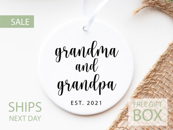 Download Grandma And Grandpa Est 2021 White Ceramic Christmas Etsy