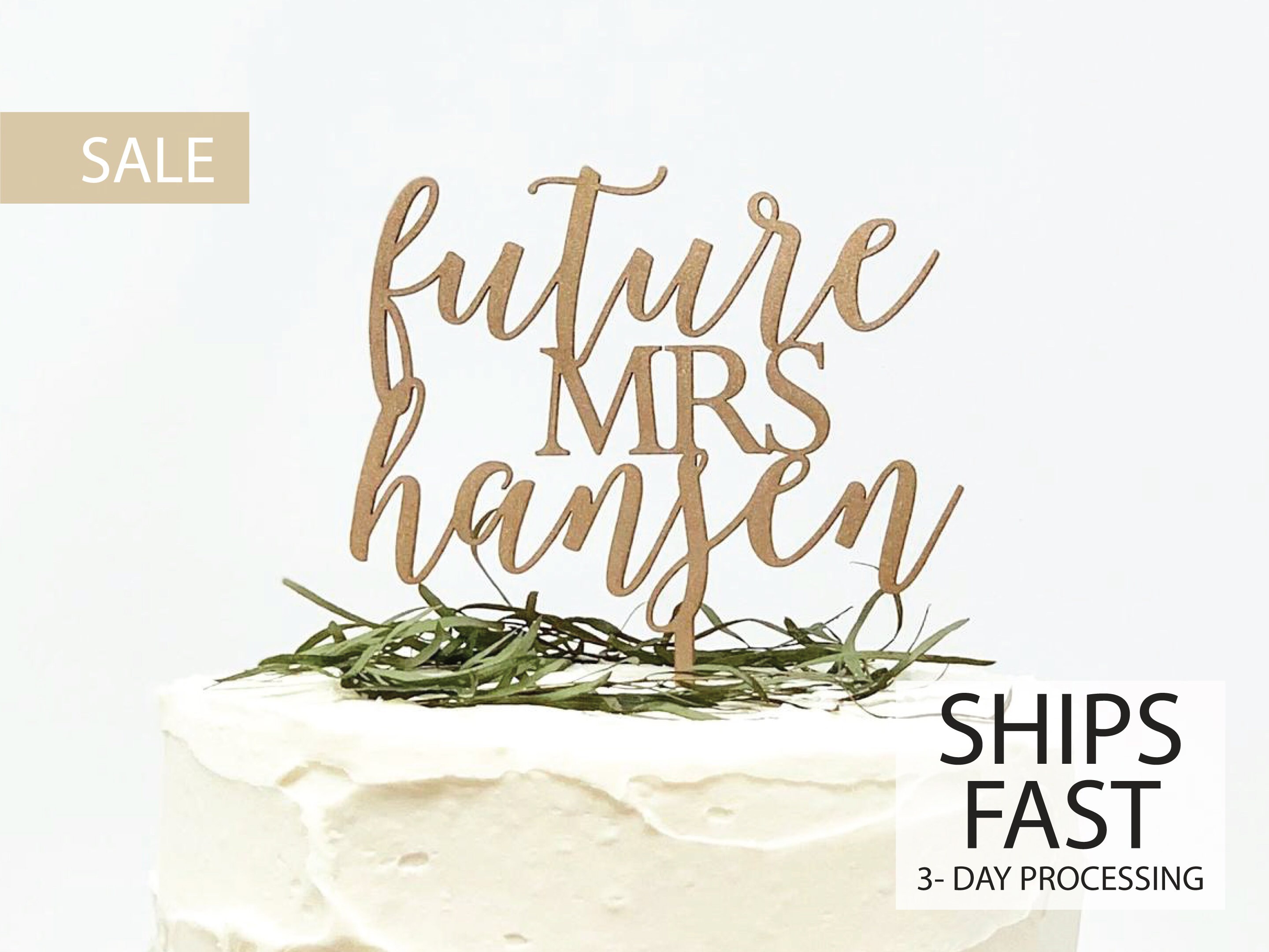 Future Mrs Cake Topper, Custom Bridal Shower Cake Topper, Calligraphy…
