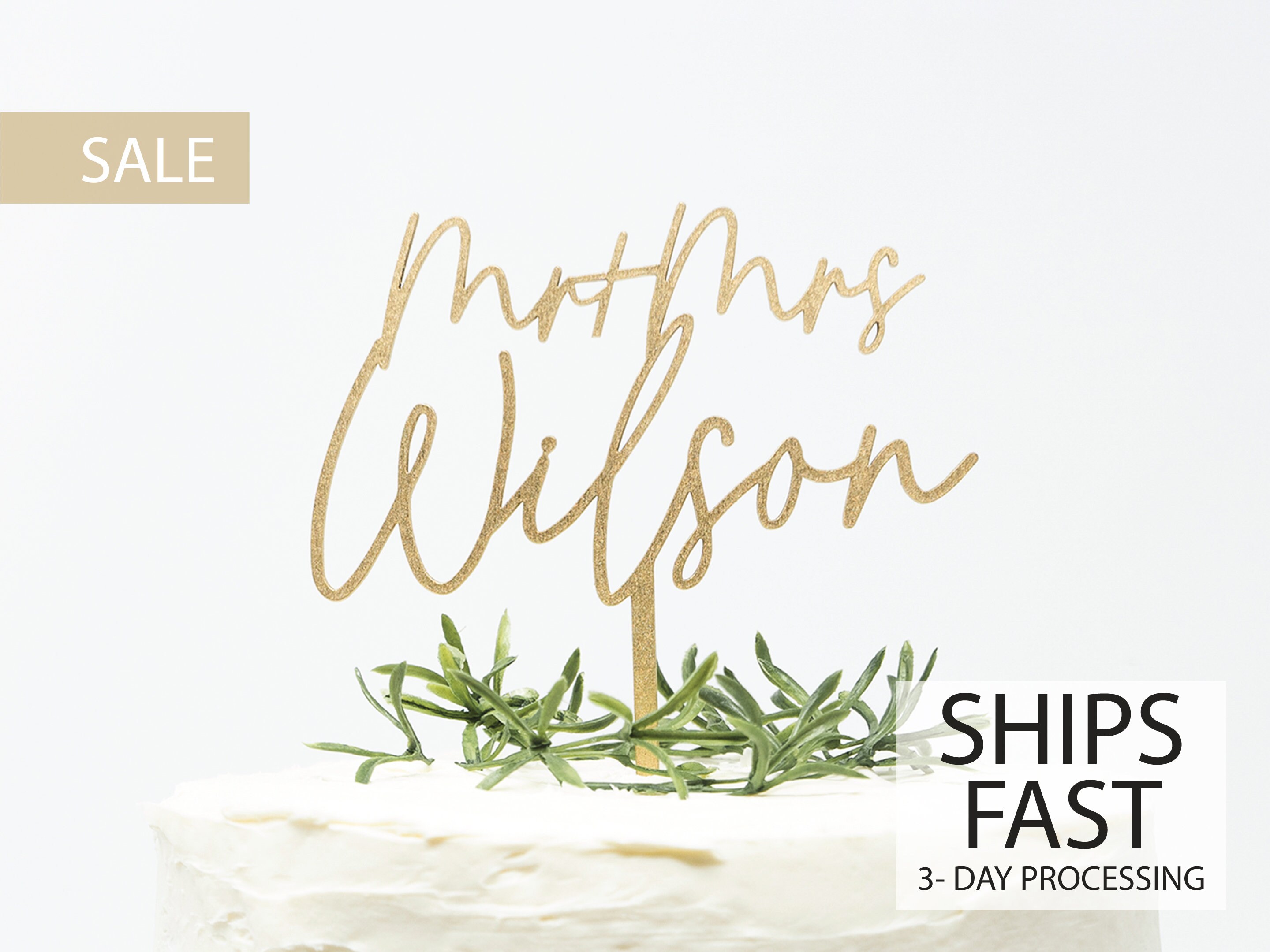Custom  mr mrs last name  Wedding Cake Topper, Custom Calligraphy Mr …