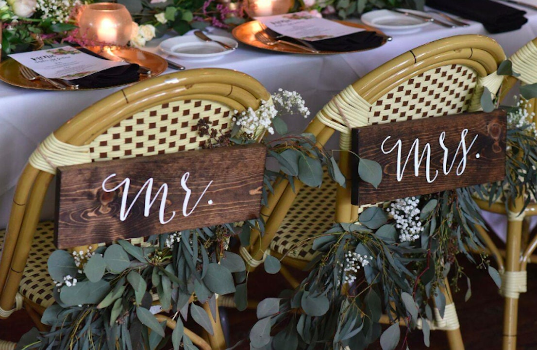 Mr and Mrs Signs, Mr and Mrs Chair Signs, Wooden Wedding Signs, Mr Mr…